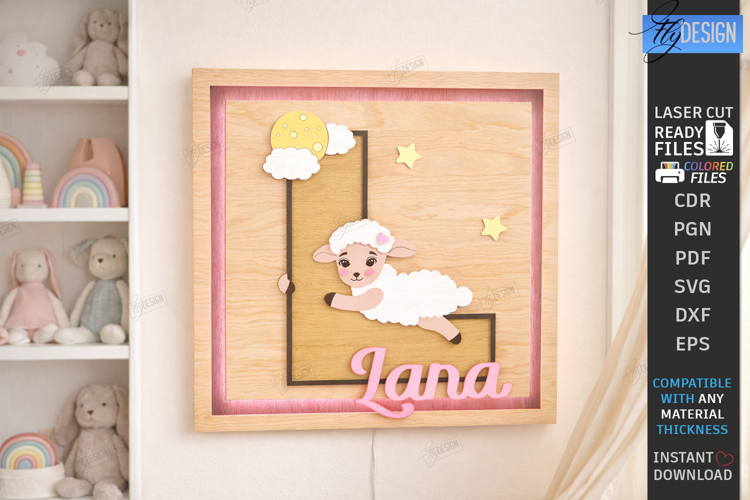 Nursery Name Sign Alphabet Laser Cut | Wall Monogram | Sheep