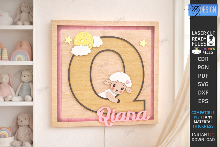 Nursery Name Sign Alphabet Laser Cut | Wall Monogram | Sheep