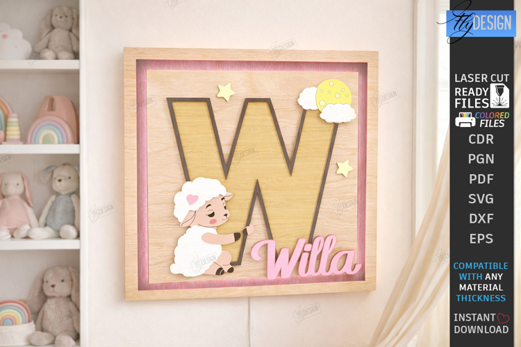 Nursery Name Sign Alphabet Laser Cut | Wall Monogram | Sheep