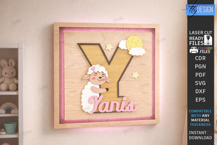 Nursery Name Sign Alphabet Laser Cut | Wall Monogram | Sheep
