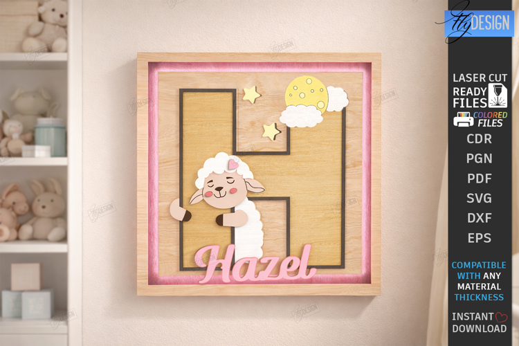 Nursery Name Sign Alphabet Laser Cut | Wall Monogram | Sheep