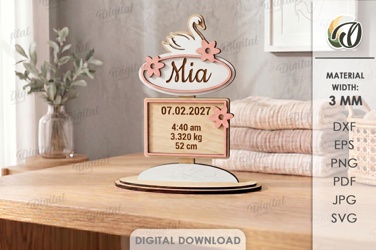 Baby Birth Stats Stand Laser Cut. Nursery Stand Decor SVG