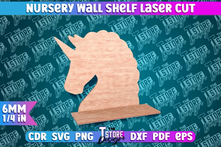 Unicorn Nursery Wall Shelf Laser Cut | Laser Cut Design |CNC