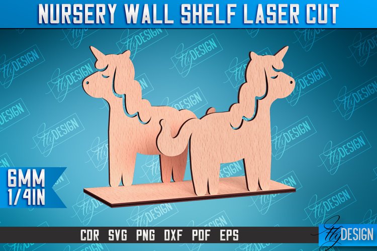 Nursery Wall Shelf Laser Cut | Unicorn Laser Cut Design |CNC