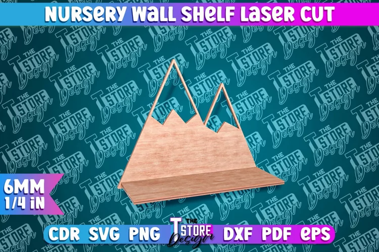 Mountain Nursery Wall Shelf Laser Cut | Laser Cut Design|CNC
