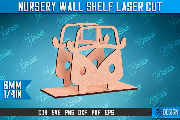 Nursery Wall Shelf Laser Cut | Car Laser Cut Design | CNC