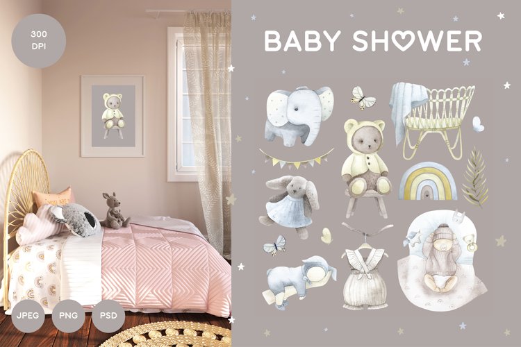 Baby Shower illustrations | PNG, JPG, PSD example image 1