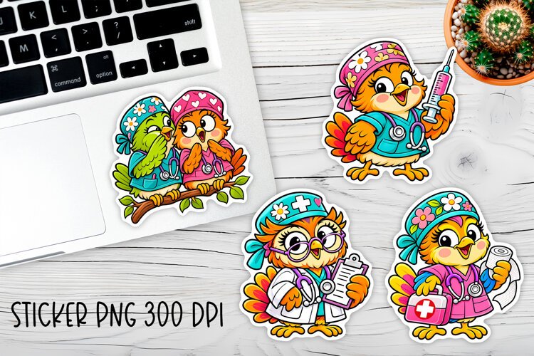 Funny Medical Bird Stickers PNG Printable example image 1