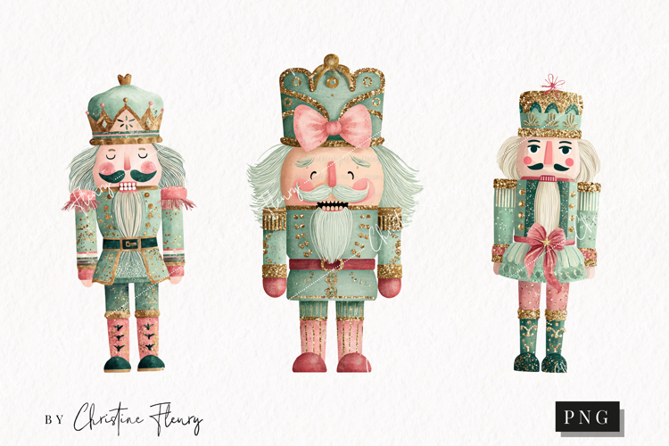 Brush Stroke Christmas Nutcrackers Clipart | Preppy PNG