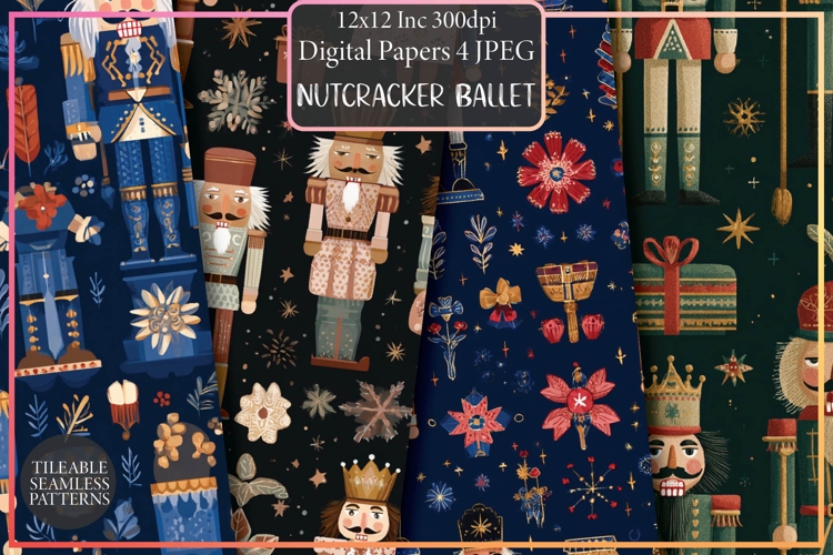Nutcracker Ballet Christmas Pattern