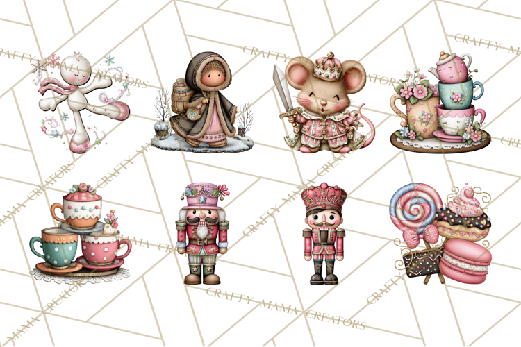 Nutcracker Ballet Clip Art, Miniature Christmas Set PNG example image 1