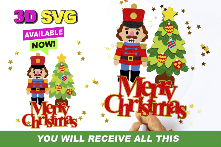Christmas Nutcracker Cake Topper 3D SVG