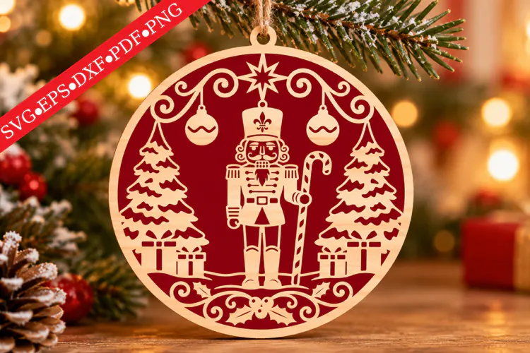 Nutcracker Wooden Christmas Ornament SVG
