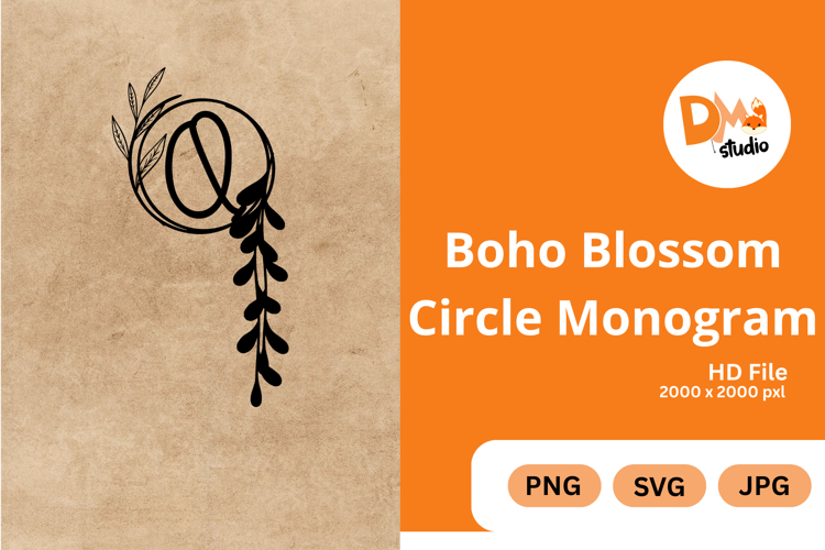 Boho Blossom Circle Monogram - Floral Bohemian Letter Frames