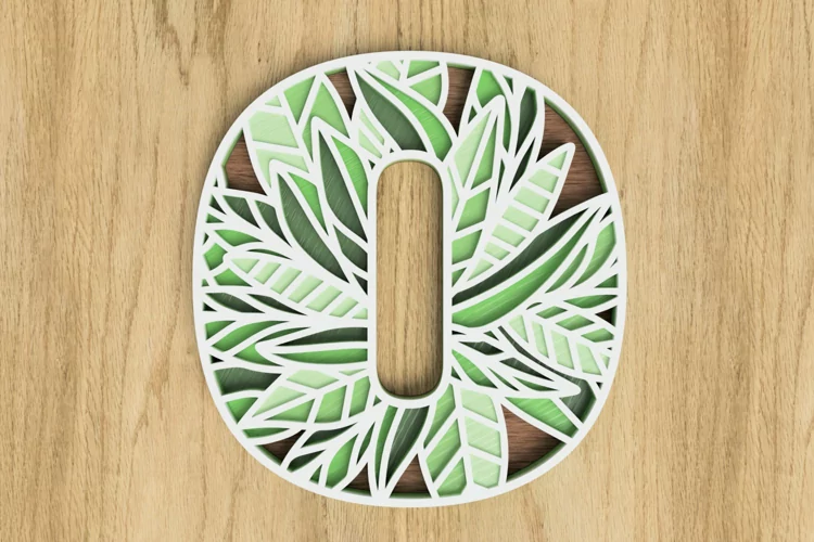 Layered Botanical Alphabet Laser Cut File - Letter O
