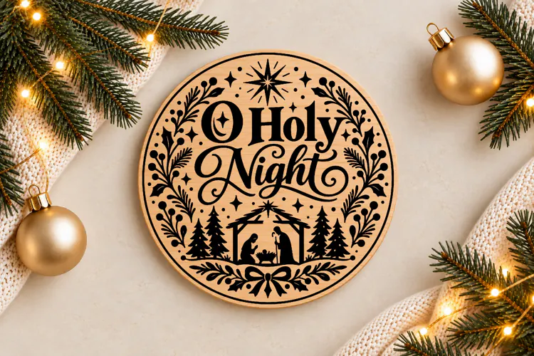 O Holy Night Christmas Ornament Laser Cut SVG