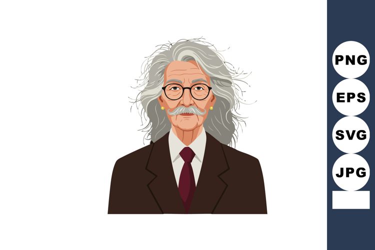 Elderly man with gray hair mustache wearing glasses brown su
