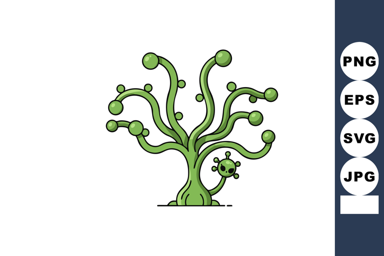 Abstract green tree with round branches and spherical buds v example image 1