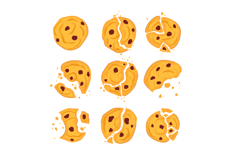 oatmeal cookies set cartoon