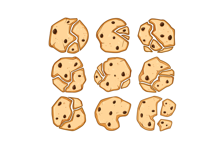 oatmeal cookies set cartoon