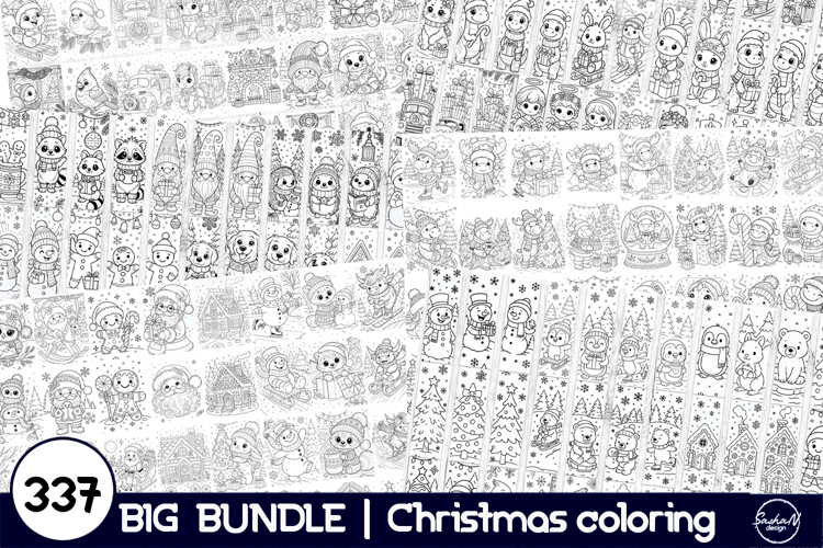 Christmas coloring pages, Bookmark coloring, Bundle
