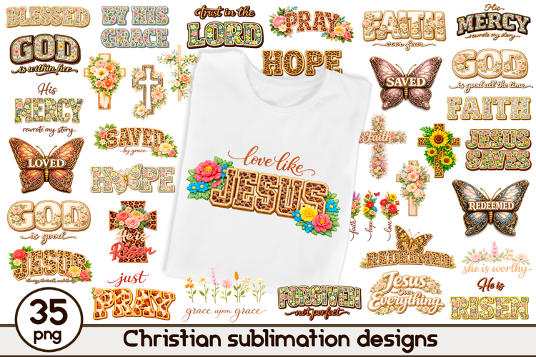 Christian Embroidery Style Sublimation Bundle
