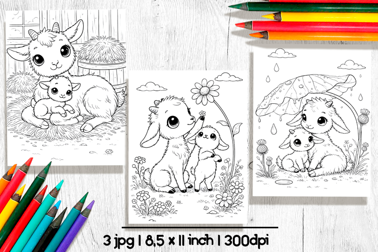 Cute goat Mothers day coloring pages for kids