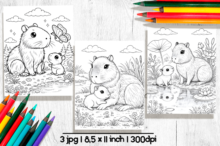 Capybara Mothers day coloring pages for kids