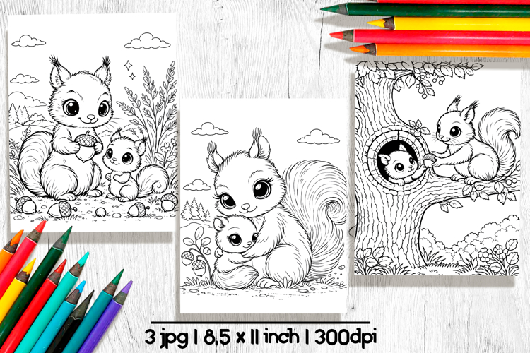Squirrel Mothers day coloring pages for kids