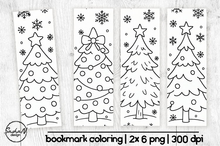 Christmas tree bookmark coloring for kids