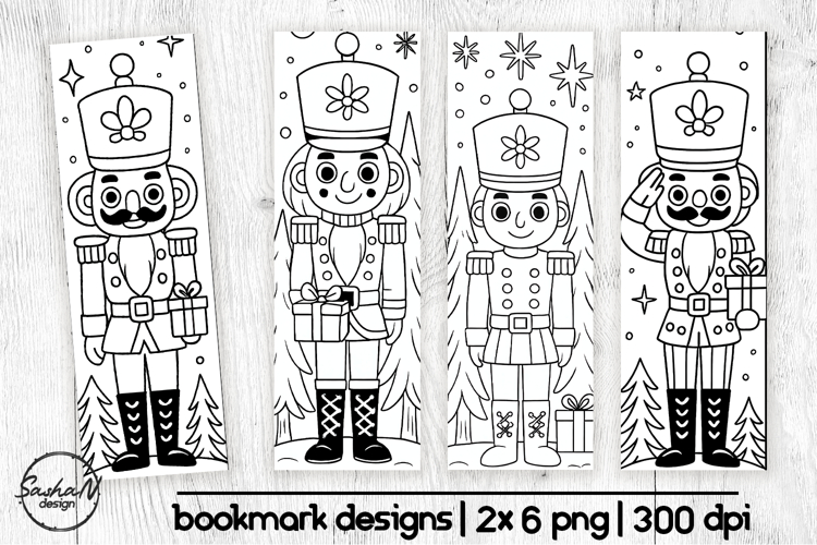 Nutcracker Christmas coloring bookmarks for kids