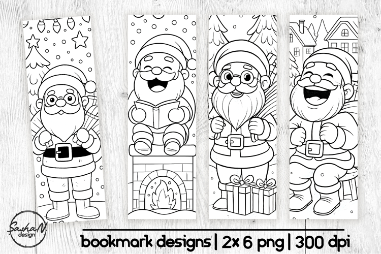 Santa Claus coloring pages, Christmas bookmark coloring