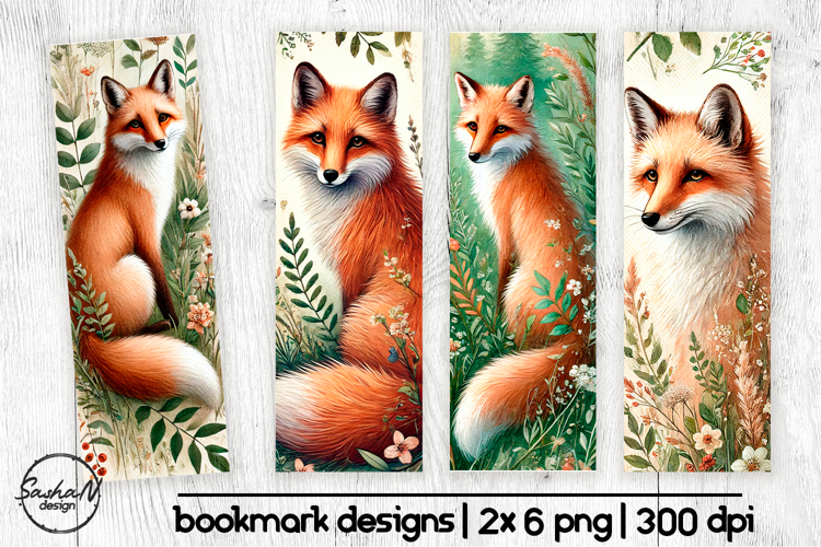 Fox Bookmark Designs Watercolor Forest Animals