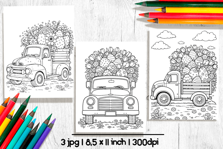 Easter truck coloring pages, Printable coloring sheets