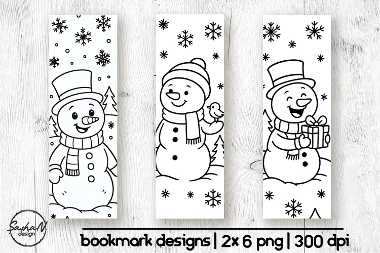 Christmas bookmark coloring, Snowman coloring