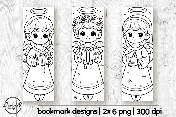Christmas angel coloring bookmarks for kids