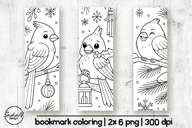 Christmas bookmark coloring, Red cardinal png