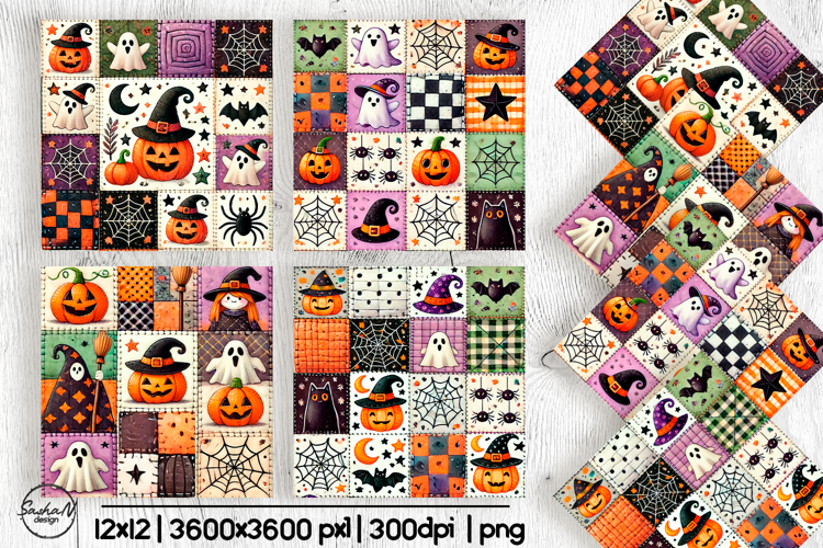 Halloween patchwork digital paper