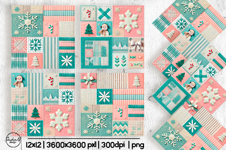 Christmas patchwork digital paper