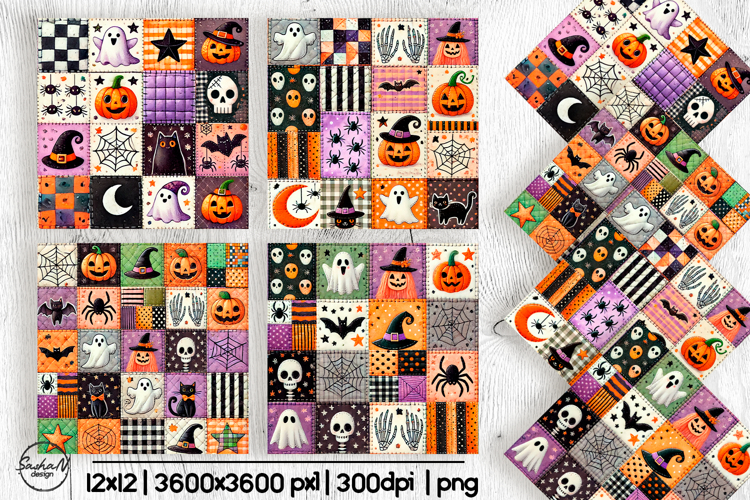 Halloween patchwork digital paper