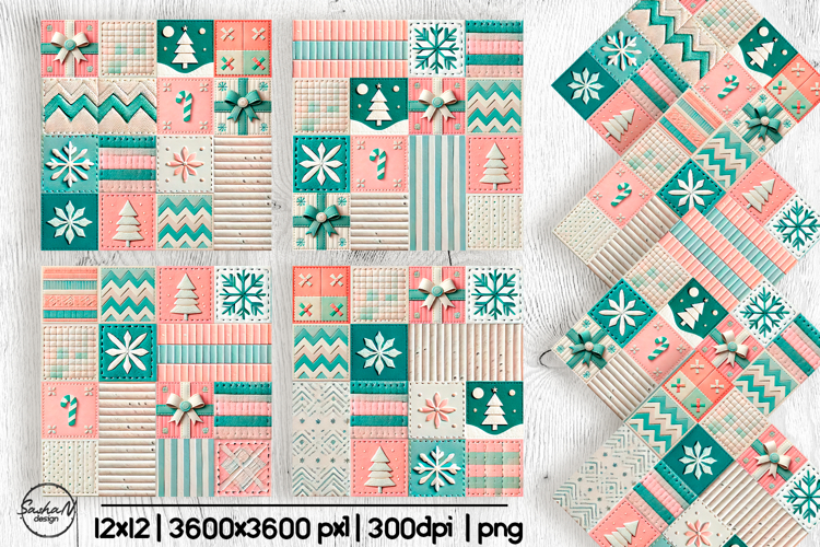 Christmas patchwork digital paper
