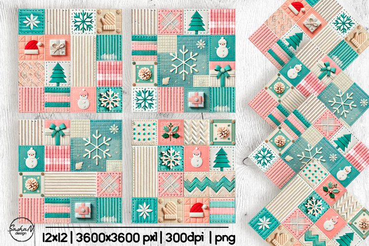 Christmas patchwork digital paper