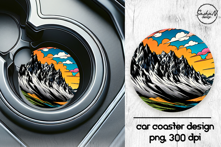 Landscape car coasters sublimation designs