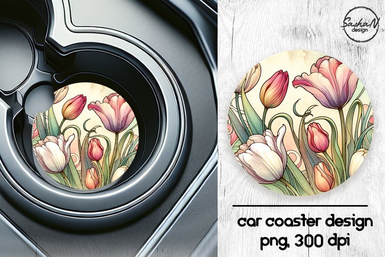 Tulips car coaster sublimation designs