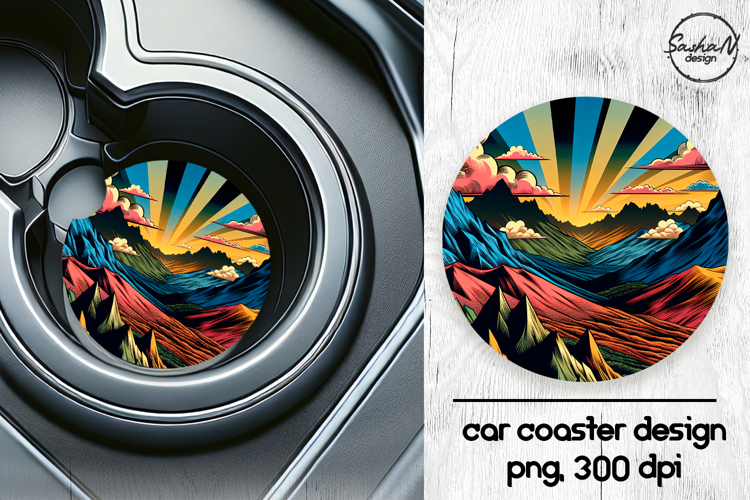 Landscape car coasters sublimation designs