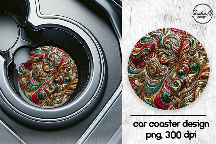 Christmas abstract car coasters sublimation designs