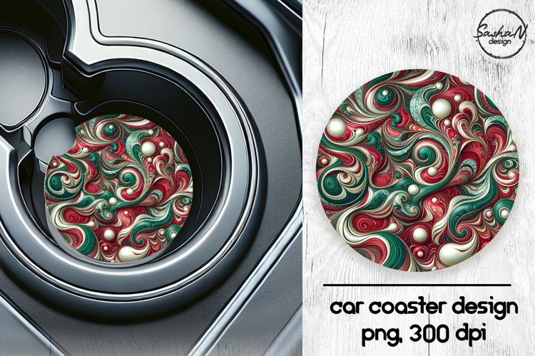 Christmas abstract car coasters sublimation designs