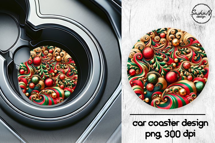 Christmas abstract car coasters sublimation designs