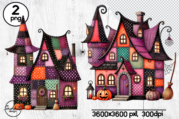 Cute Halloween house patchwork clipart