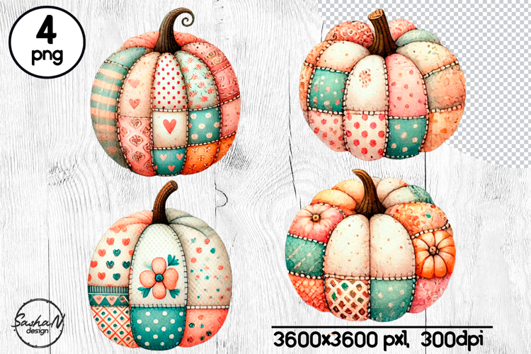 Fall patchwork pumpkin clipart, Autumn clipart